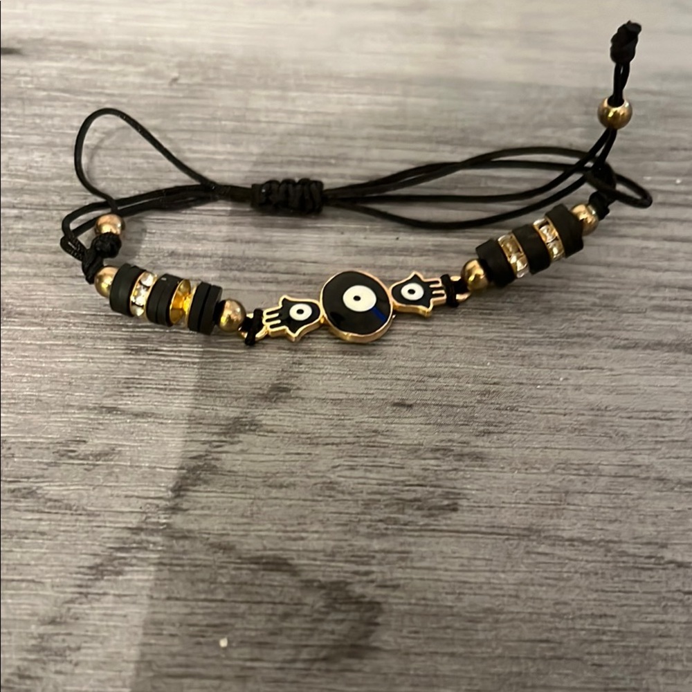 Black and Gold Evil Eye Bracelet